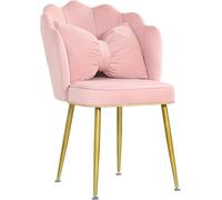 Générique Chaise de Salle à Manger en Velours Doux, Salle de Mariage Princesse, Balcon, réception, Salon, Maquillage, Nail Art, Spray, Pieds dorés(Pink)