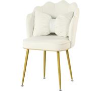 Générique Chaise de Salle à Manger en Velours Doux, Salle de Mariage Princesse, Balcon, réception, Salon, Maquillage, Nail Art, Spray, Pieds dorés(Beige)