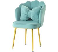 Générique Chaise de Salle à Manger en Velours Doux, Salle de Mariage Princesse, Balcon, réception, Salon, Maquillage, Nail Art, Spray, Pieds dorés(Sapphire Blue)