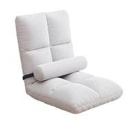 Générique Chaise de Sol Pliante avec Dossier Réglable et Coussin de Soutien Lombaire en Flanelle Douce, Adaptée Aux Adultes et Aux Enfants en Dortoir, Blanc