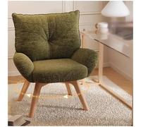 Générique Chaise de Toilette pivotante Flanelle Pieds Bois Massif | Fauteuil bureau ergonomique, mousse haute densité, for bureau maison salon(Green,Natural wood)