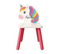 Générique Chaise Enfant Personnalisée Licorne - Prénom Gravé - Petite Chaise Bois Rose 27 x 7 x 33,5 cm - Mobilier Chambre Fille - Cadeau Original Bébé & Enfant