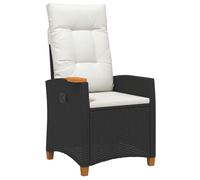 Générique Chaise Inclinable Polyrotin 62x64x112 cm avec Plateau | Dossier Réglable, Coussin Amovible Lavable, Cadre Acier Noir, Résistant Intempéries