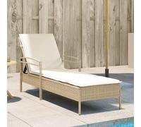 Générique Chaise Longue avec Coussin Beige 63x200x81 cm résine tressée,Meubles,Mobilier de Jardin,Sièges de Jardin,Bains de Soleil,Beige,15.8 KG,368303