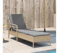 Générique Chaise Longue avec Coussin Beige 63x200x81 cm résine tressée,Meubles,Mobilier de Jardin,Sièges de Jardin,Bains de Soleil,Beige,15.8 KG,368302