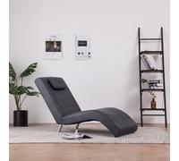Générique Chaise Longue avec Oreiller Gris Similicuir Daim,Fauteuils et chaises,Chaises longues-281283