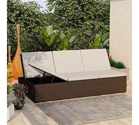 Générique Chaise Longue Convertible avec Coussin Résine tressée Marron,Mobilier de Jardin,Lits d'extérieur-46243