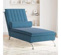 Générique Chaise Longue de Massage avec traversin Bleu Velours,Fauteuils et chaises,Chaises longues-379467