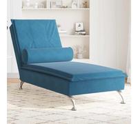 Générique Chaise Longue de Massage avec traversin Bleu Velours,Fauteuils et chaises,Chaises longues-379458