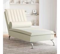Générique Chaise Longue de Massage avec traversin crème Velours,Fauteuils et chaises,Chaises longues-379466
