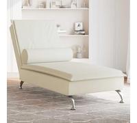 Générique Chaise Longue de Massage avec traversin crème Velours,Meubles, Fauteuils et chaises, Chaises Longues, Crème (Poids 14.65KG)-9457