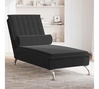 Générique Chaise Longue de Massage avec traversin Noir Velours,Fauteuils et chaises,Chaises longues-379464