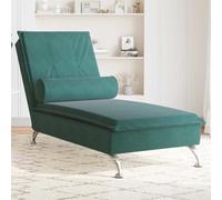 Générique Chaise Longue de Massage avec traversin Vert foncé Velours,Fauteuils et chaises,Chaises longues-379452