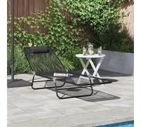 Générique Chaise Longue Pliante avec Têtière Textilène Noire,Bains de Soleil,17.31KG-42003153