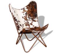 Générique Chaise Papillon Marron et Blanc Cuir de Vache,Fauteuils,5.76KG-243696