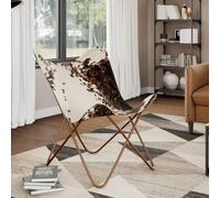 Générique Chaise Papillon Marron et Blanc Cuir de Vache,Fauteuils et chaises,Fauteuils-243696
