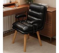 Générique Chaise Pivotante 360°, Chaise De Bureau Ergonomique en Cuir Ciré, Pieds en Bois D’HéVéA Massif pour Bureau à Domicile, Chambre Et Coiffeuse