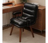 Générique Chaise Pivotante 360°, Chaise De Bureau Ergonomique en Cuir Ciré, Pieds en Bois D’HéVéA Massif pour Bureau à Domicile, Chambre Et Coiffeuse