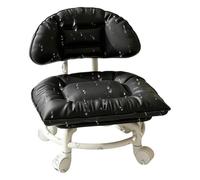 Générique Chaise Roulante avec Dossier Coussin épais en Cuir PU Robuste | Siège Bas Avec Roues Pour Maison Garage Boutique Bibliothèque Studio Pédicure Garde D'Nettoyage Domestique