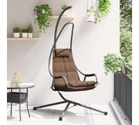 Générique Chaise Suspendue avec Support et Coussin Café Acier,Balancelles de Jardin,21.6KG-42003854
