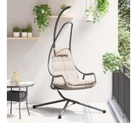 Générique Chaise Suspendue avec Support et Coussin Taupe Acier,Balancelles de Jardin,21.6KG-42003853