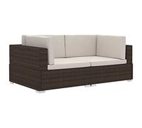 Générique Chaises d'angles Lot de 2 avec Coussins Résine tressée Marron,Meubles,Mobilier de Jardin,Sièges de Jardin,Éléments pour canapés modulables de Jardin,Brun,19.4KG,47261