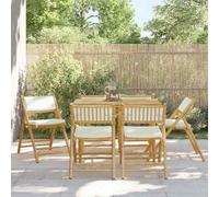 Générique Chaises de Bistro Pliantes Lot de 6 et Coussins Blanc crème,Meubles,Mobilier de Jardin,Sièges de Jardin,Chaises de Jardin,Brun,34.2 KG,3208924