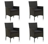 Générique Chaises de Jardin avec Coussins Lot de 4 Résine tressée Noir,Meubles,Mobilier de Jardin,Sièges de Jardin,Chaises de Jardin,Noir,27.2KG,316689
