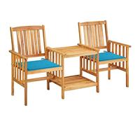Générique Chaises de Jardin avec Table à thé et Coussins Acacia Solide,Meubles,Mobilier de Jardin,Salons de Jardin,Bleu,13.69 KG,3061279