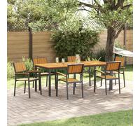 Générique Chaises de Jardin empilables 6 pcs en Acier Noir et Acacia,Chaises de Jardin,46.8KG-3284393