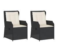 Générique Chaises De Jardin Inclinables Lot De 2, Poly Rotin Noir | Dossier Réglable, Coussin Épais, Housse Amovible, Cadre Acier, 110 Kg Par Siège
