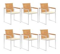 Générique Chaises de Jardin Lot de 6 avec Coussins Bois de Teck Massif,Chaises de Jardin,55.27KG-3078583