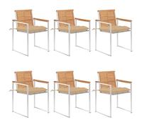 Générique Chaises de Jardin Lot de 6 avec Coussins Bois de Teck Massif,Chaises de Jardin,57.5KG-3078599
