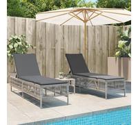 Générique Chaises Longues avec Coussins Lot de 2 Gris résine tressée,Bains de Soleil,28.4KG-3261601