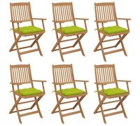 Générique Chaises Pliables de Jardin Lot de 6 avec Coussins Bois d'acacia,Mobilier de Jardin,Sièges de Jardin,Chaises de jardin-3074966