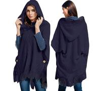 Générique Chale Femme Chic Et Elegant,ÉCharpe avec Manches Et Chapeau ChâLes Hiver Chaud Long Grandes éCharpes De Style Ethnique (Navy,One Size)