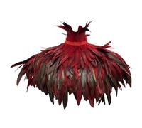 Générique Châle Gothique en Plumes de Dinde et Poulet Cape de Scène Décorative Voile Sombre pour Accessoires Maquillage Étole Artistique Tissée à Motifs Mystiques (Red, One Size)
