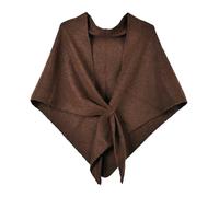 Générique Châle Pashmina for Femmes, Châles Tricotés en Laine Et Cachemire Haut D'épaule Pull Cape Écharpe Triangulaire(Brown)