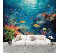 Générique Chambre salon Papier Peint Photo 200x140 cm Monde Sous-Marin ThèMe Personnalisé 3D HD Panoramique Papier Peint Bleu Résistant Aux UV Inodore Lmperméable Fresque Murale