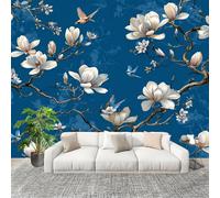 Générique Chambre salon Papier Peint Photo 200x140 cm Plantes, Fleurs, Oiseaux Personnalisé 3D HD Panoramique Papier Peint Bleu Résistant Aux UV Inodore Lmperméable Fresque Murale