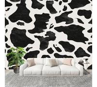 Générique Chambre salon Papier Peint Photo 200x140 cm Taches De Vache Abstraites Personnalisé 3D HD Panoramique Papier Peint Noir Et Blanc Résistant Aux UV Inodore Lmperméable Fresque Murale