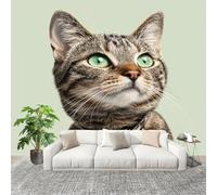 Générique Chambre salon Papier Peint Photo 250x175 cm Chat Tigré Personnalisé 3D HD Panoramique Papier Peint Brun Clair Résistant Aux UV Inodore Lmperméable Fresque Murale
