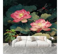 Générique Chambre salon Papier Peint Photo 300x210 cm Lotus Chinois Et Koï Personnalisé 3D HD Panoramique Papier Peint Vert Résistant Aux UV Inodore Lmperméable Fresque Murale