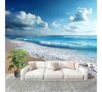 Générique Chambre salon Papier Peint Photo 300x210 cm Plage Romantique Et Vue Sur La Mer Personnalisé 3D HD Panoramique Papier Peint Bleu Résistant Aux UV Inodore Lmperméable Fresque Murale