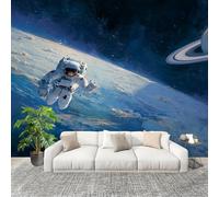 Générique Chambre salon Papier Peint Photo 350x256 cm Espace Astronautes PlanèTes Personnalisé 3D HD Panoramique Papier Peint Bleu Résistant Aux UV Inodore Lmperméable Fresque Murale