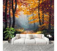 Générique Chambre salon Papier Peint Photo 400x280 cm Automne ForêT Feuilles D'éRable Personnalisé 3D HD Panoramique Papier Peint couleur orange Résistant Aux UV Inodore Lmperméable Fresque Murale