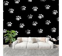 Générique Chambre salon Papier Peint Photo 400x280 cm Disposition SyméTrique Des Pattes De Chat Personnalisé 3D HD Panoramique Papier Peint Noir Résistant Aux UV Inodore Lmperméable Fresque Murale