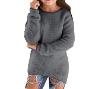 Générique Chandail en Molleton Pelucheux à Manches Longues pour Filles - Pull d'hiver Chaud DéContracté à Col Rond - Pull Tendance Doux Et Confortable en Peluche Doux