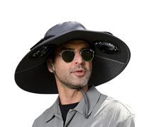 Générique Chapeau À Large Bord avec Ventilateur Solaire - Casquette de Pêche Unisexe à Énergie Solaire,Protection UV pour Randonnée Pêche Plage Camping Jardin et Randonnée