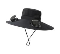 Générique Chapeau à Large Bords avec Ventilateur Solaire, Chapeau Bucket Anti-UV Unisexe Équipé de 2 Ventilateurs Solaires, Couvre-Chef Transpirable pour Randonnée Plage Vélo Vacances et Pêche